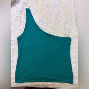 J. Crew One-Shoulder Tank Top in Teal Green